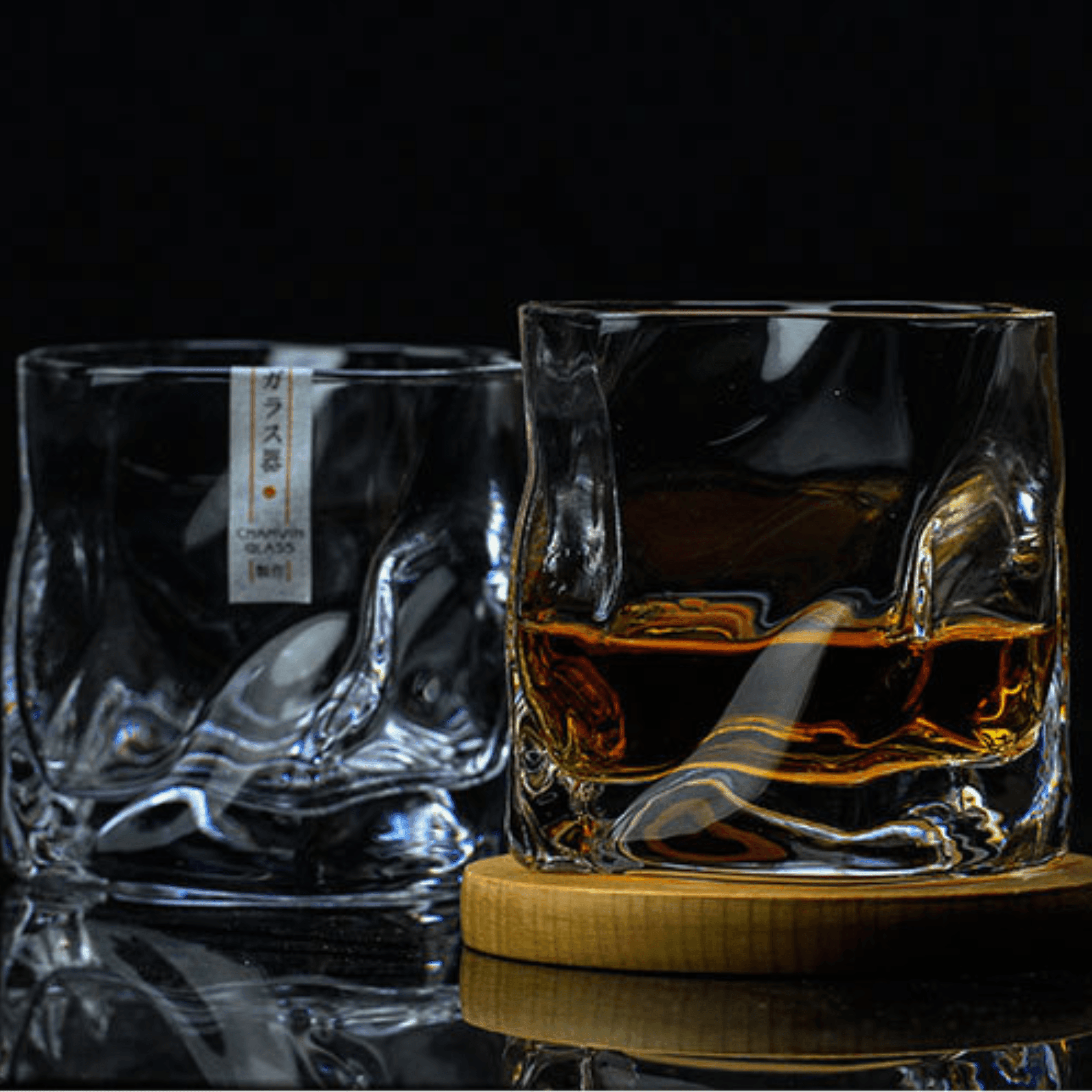 Whiskeyglas Edo Kiriko Japans Kristal Crumple Design Houten Geschenkdoos Handgemaakt | Restfield